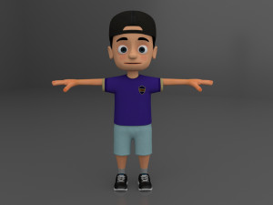 Kid Cartoon Rigged 3D Model