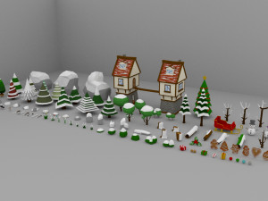 Low Poly Christmas Pack 01 3D Model