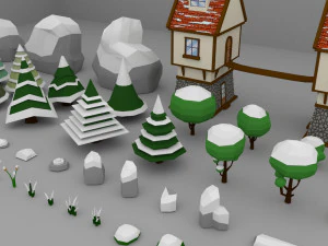 Low Poly Christmas Pack 01 3D Model
