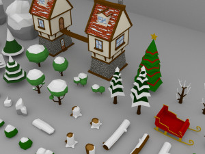 Low Poly Christmas Pack 01 3D Model