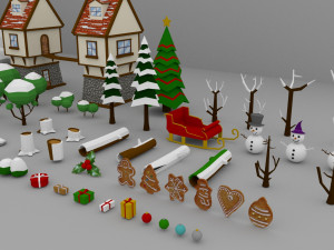 Low Poly Christmas Pack 01 3D Model