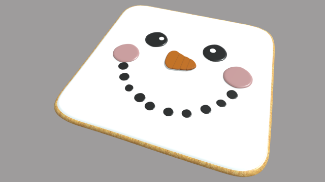 Snowman Cookie Christmas 3D Model .c4d .max .obj .3ds .fbx .stl .blend 