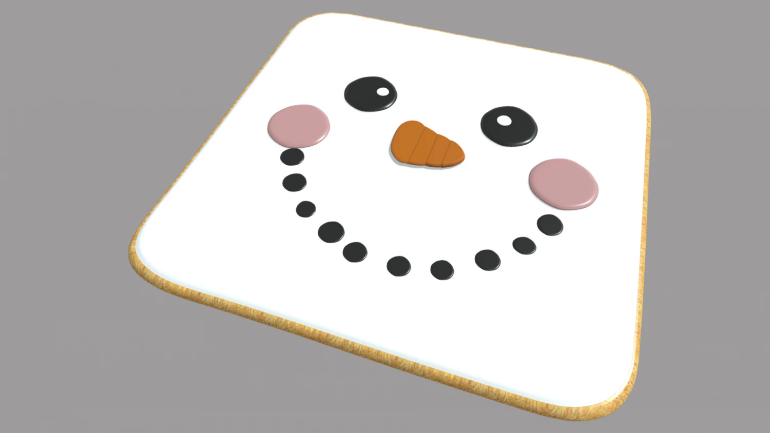 Snowman Cookie Christmas 3D Model .c4d .max .obj .3ds .fbx .stl .blend