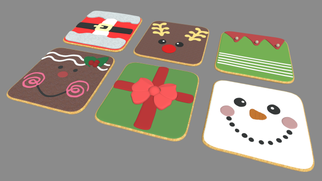 Christmas Cookies 02 3D Model .c4d .max .obj .3ds .fbx .stl .blend 