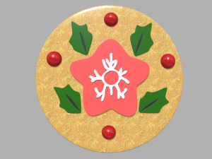 Circle Star Cookie Christmas Model 3D