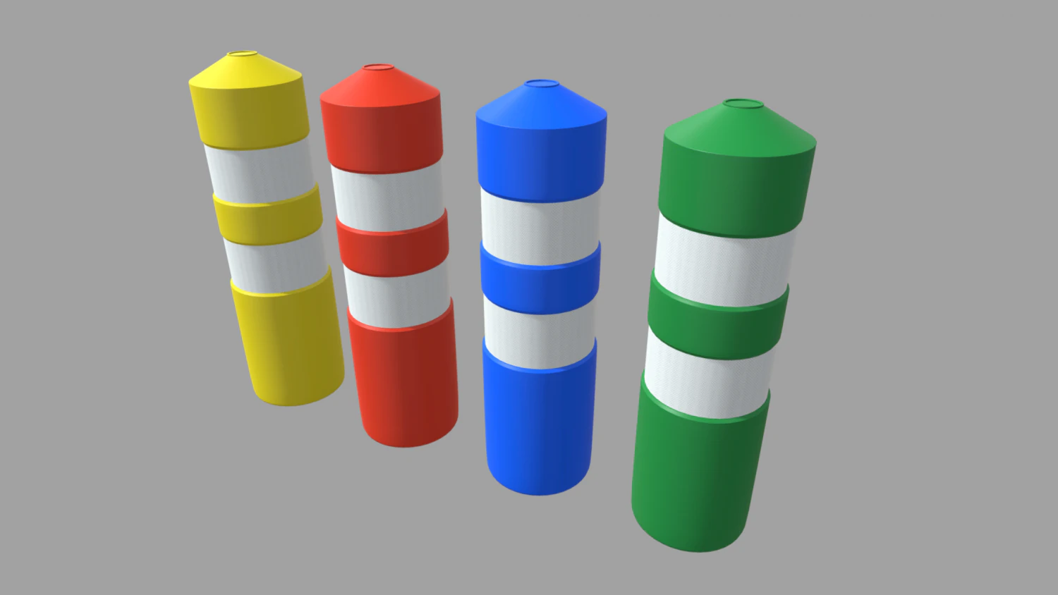Bollards 01 3D Model .c4d .max .obj .3ds .fbx .stl .blend 