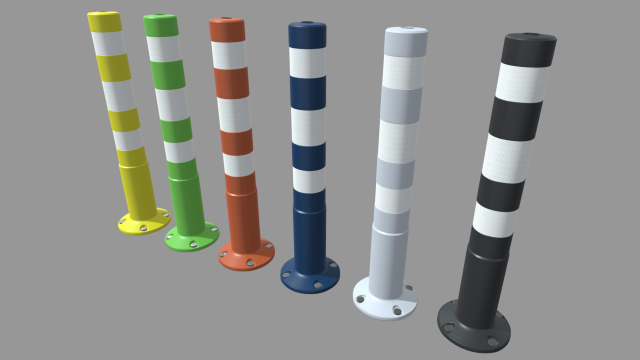 Bollards 02 3D Model .c4d .max .obj .3ds .fbx .stl .blend 