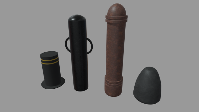 Bollards 03 04 05 06 3Dモデル .c4d .max .obj .3ds .fbx .stl .blend 