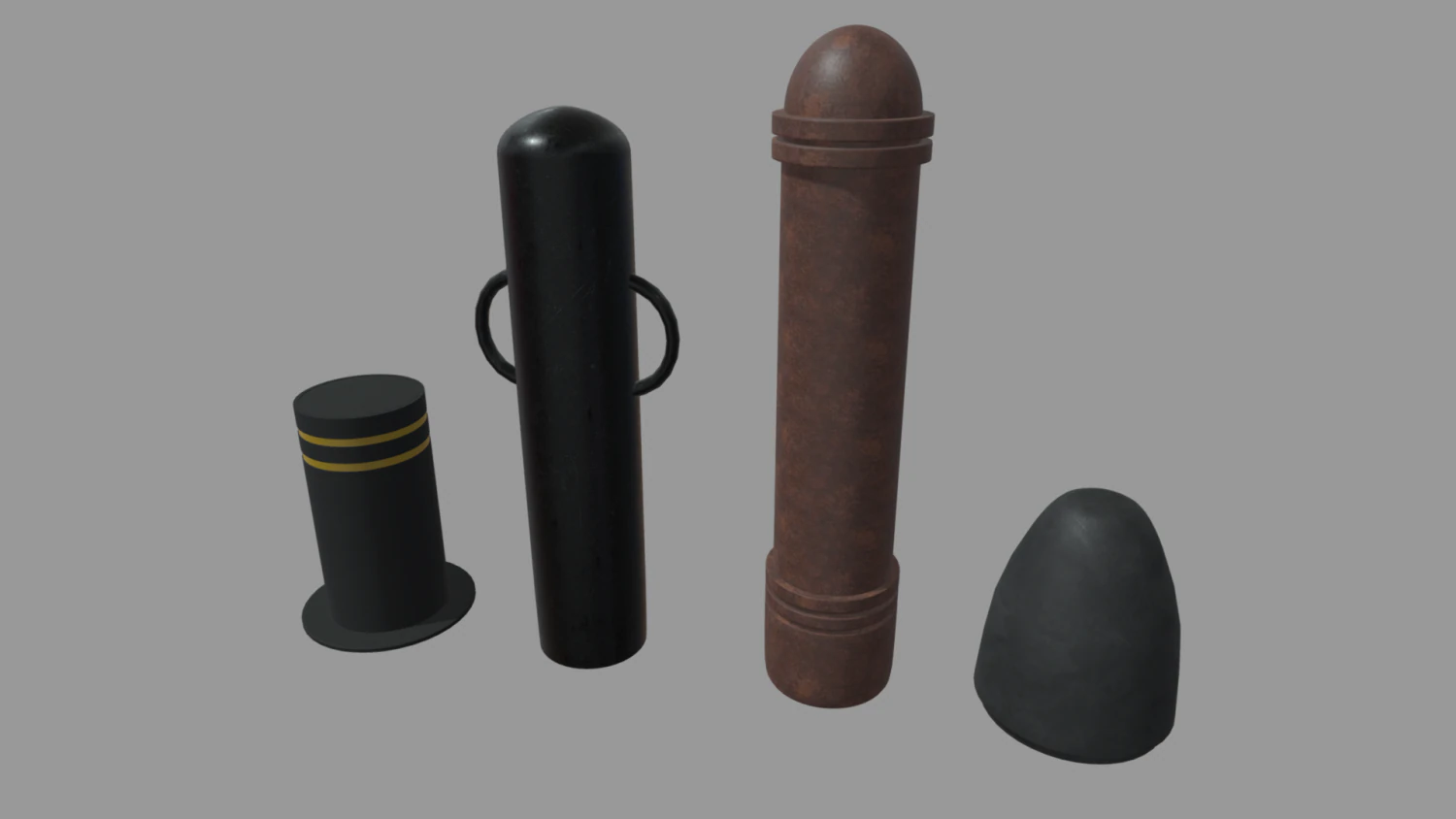 Bollards 03 04 05 06 3D Model .c4d .max .obj .3ds .fbx .stl .blend 