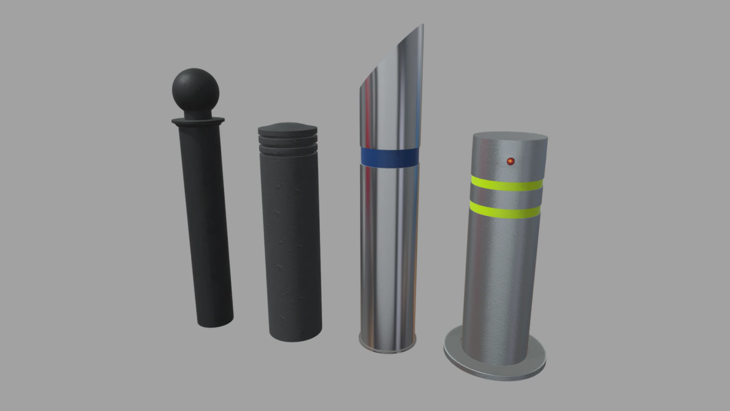 Bollards 07 08 09 010 3D Model .c4d .max .obj .3ds .fbx .stl .blend 