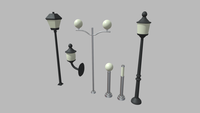 Street Lights 01 02 03 04 05 06 3D Model .c4d .max .obj .3ds .fbx .stl .blend 