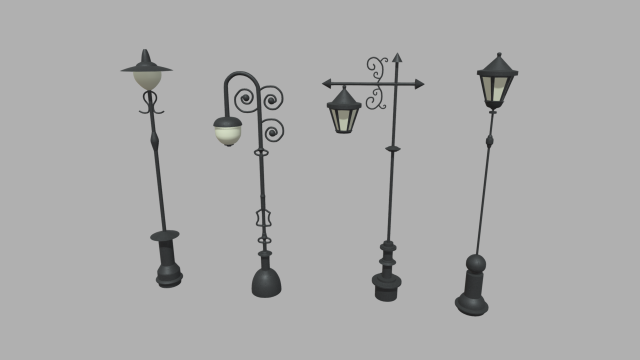 Street Lights 011 012 013 014 3Dモデル .c4d .max .obj .3ds .fbx .stl .blend 