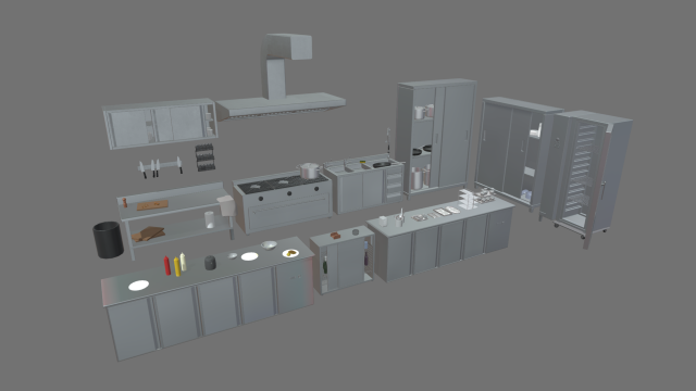 Cookware Set sink in metal cabinet 3D 모델 .c4d .max .obj .3ds .fbx .stl .blend 