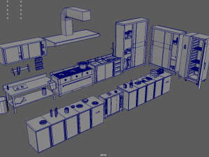 Cookware Set sink in metal cabinet 3D 모델