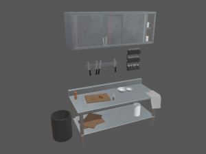 Cookware Set sink in metal cabinet 3D 모델