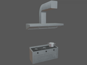 Cookware Set sink in metal cabinet 3D 모델