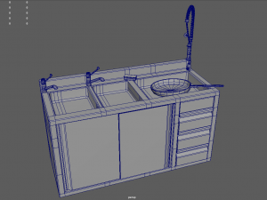Cookware Set sink in metal cabinet 3D 모델