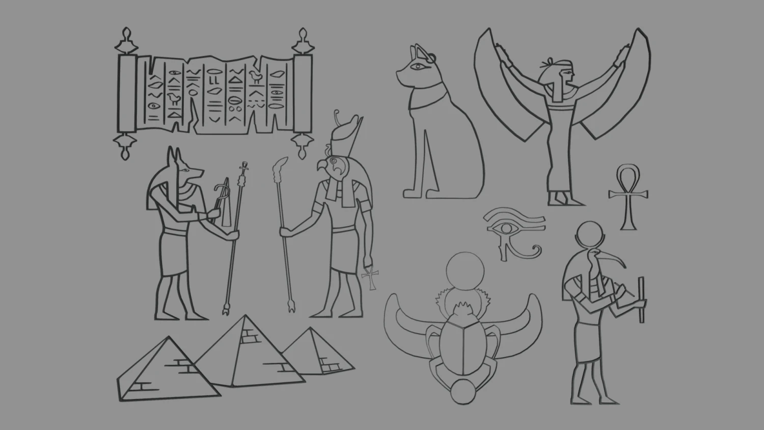 Egyptian Silhouettes Pack 3D Print Model .c4d .max .obj .3ds .fbx .stl .blend 
