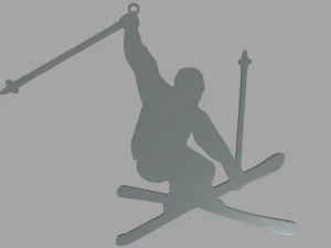 Skiing Key Ring Chain 01 3D Print Model