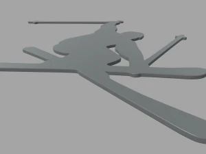 Skiing Key Ring Chain 01 3D Print Model