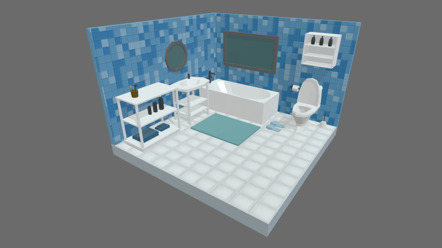 Low Poly Bathroom Pack 01 3D Model .c4d .max .obj .3ds .fbx .stl .blend 