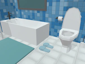 Low Poly Bathroom Pack 01 3D Model