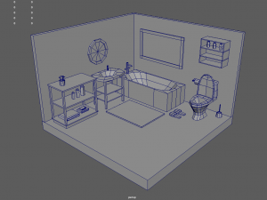 Low Poly Bathroom Pack 01 3D Модель