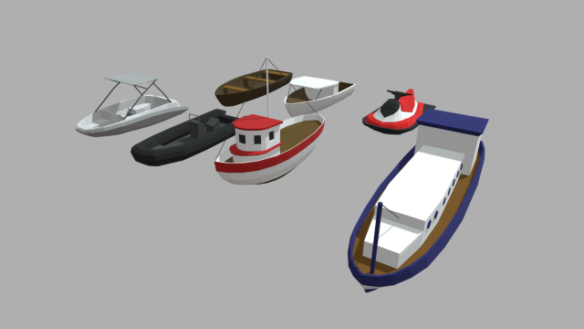 Low Poly Boats Pack 01 3D मॉडल .c4d .max .obj .3ds .fbx .stl .blend 