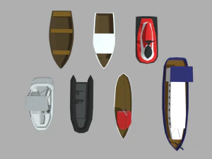 Low Poly Boats Pack 01 3D Model