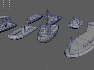 Low Poly Boats Pack 01 3D Model