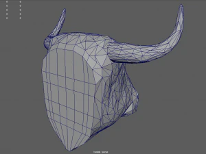 Testa di toro in poli basso Modello 3D