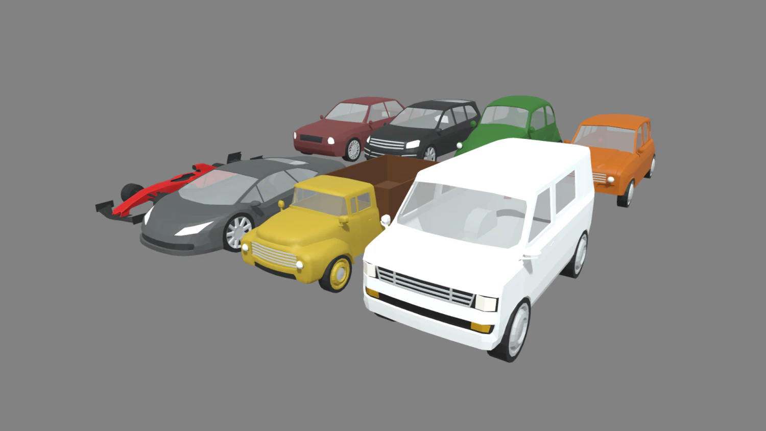 Low Poly Cars Pack 01 3D Model .c4d .max .obj .3ds .fbx .stl .blend 