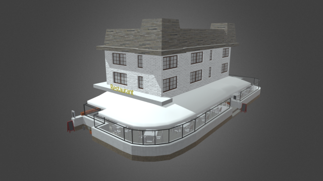 Bar Restaurant City Pack 01 Low Poly Model 3D .c4d .max .obj .3ds .fbx .stl .blend 