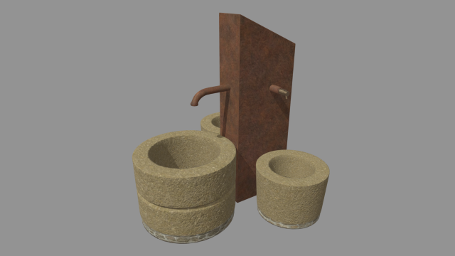 Low Poly Fountain Modelo 3D .c4d .max .obj .3ds .fbx .stl .blend 
