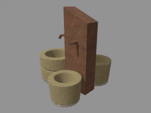 Low Poly Fountain 3D Model