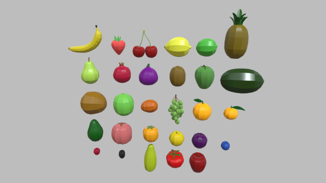 Low Poly Fruit Pack Modèle 3D .c4d .max .obj .3ds .fbx .stl .blend 