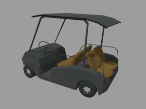 Low Poly Golfing Cart 01 3D Model