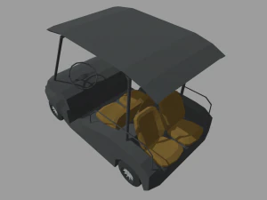 Low Poly Golfing Cart 01 3D Model