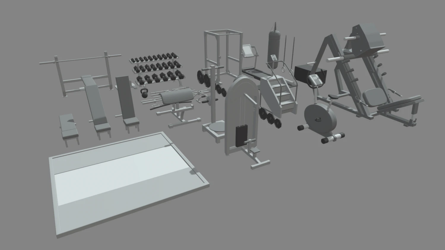 Low Poly Gym 3D Model .c4d .max .obj .3ds .fbx .stl .blend 
