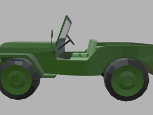 Low Poly Military Car 01 3D Model