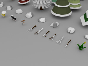 Low Poly Normal Snow Trees Pack 3D Model