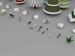 Low Poly Normal Snow Trees Pack 3D Model
