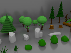 Low Poly Normal Snow Trees Pack 3D Model
