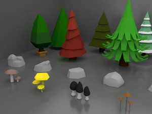 Low Poly Normal Snow Trees Pack 3D Model
