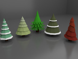 Low Poly Normal Snow Trees Pack 3D Model