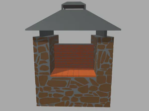 Low Poly Barbecue 3D Model