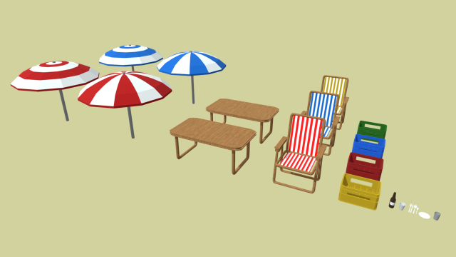 Low Poly Beach Pack 3D-Modell .c4d .max .obj .3ds .fbx .stl .blend 
