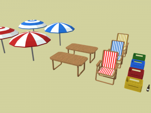 Low Poly Beach Pack 3D Model