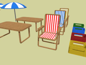 Paquete de playa de baja poli Modelo 3D