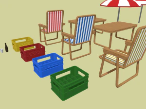 Paquete de playa de baja poli Modelo 3D